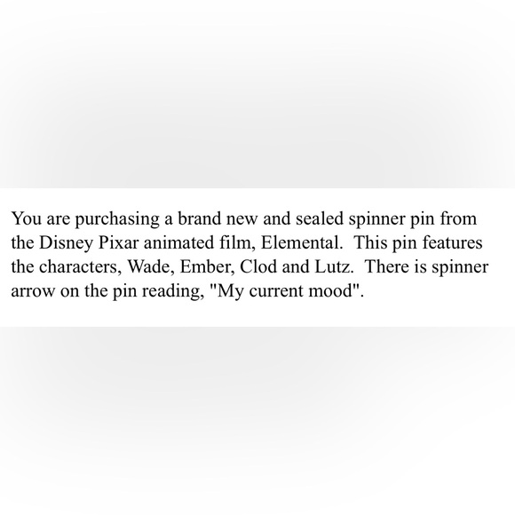 BNIP DISNEY PIXAR “ELEMENTAL” DMI ENAMEL SPINNER PIN/BROOCH 2023 COLLECTIBLE - Picture 9 of 9